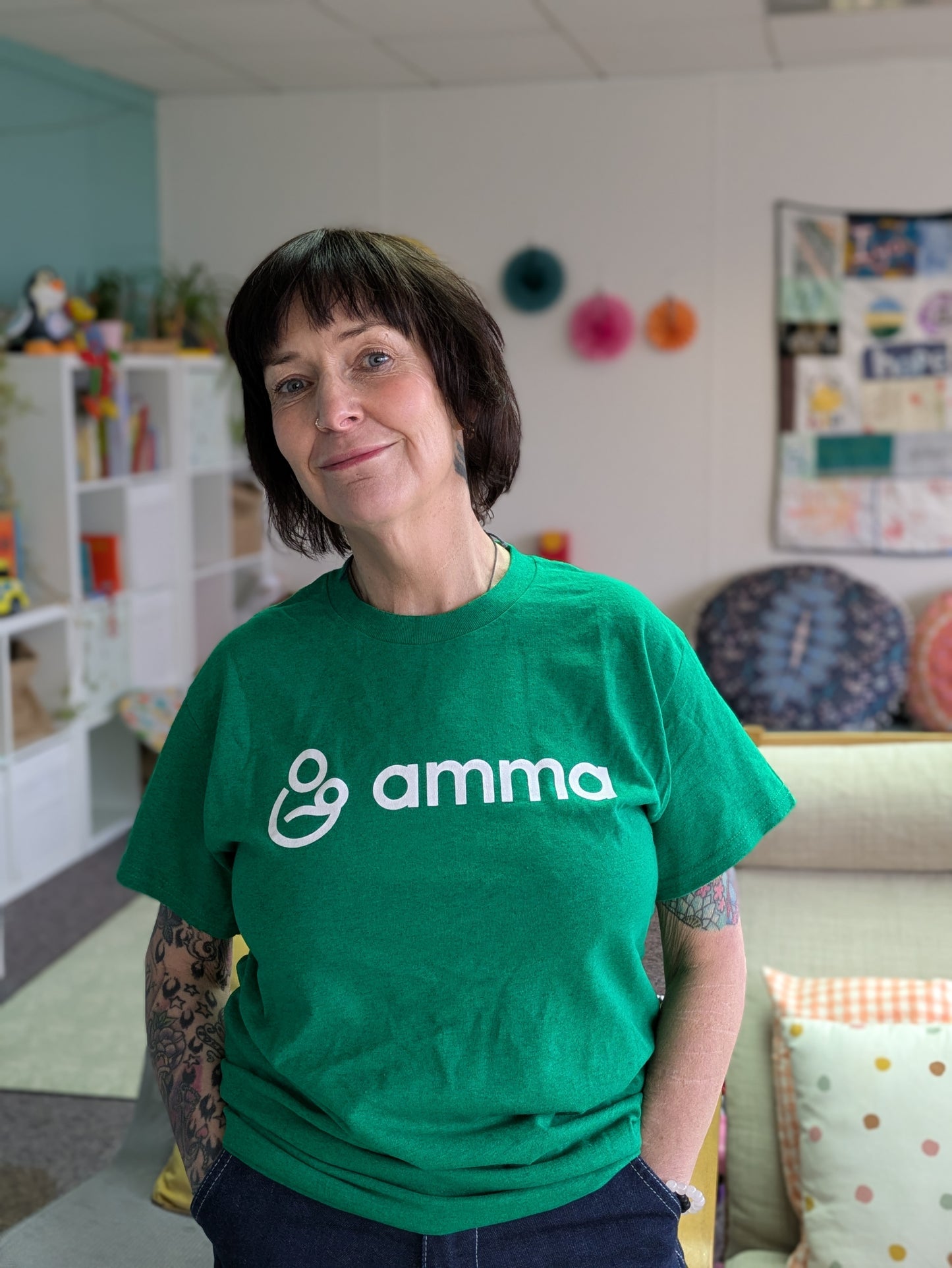 Amma Logo T-shirt green/white